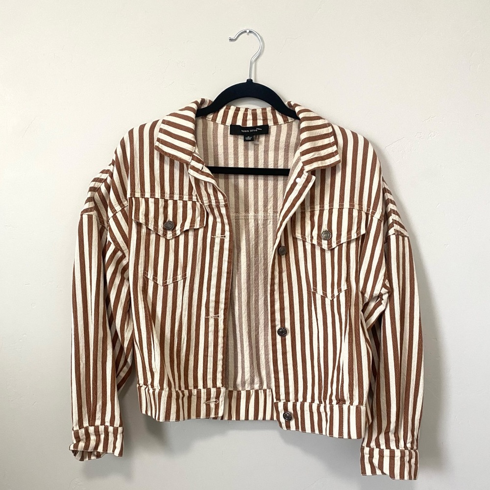 Brown/Tan Striped Utility Jacket, Miss Love, Size S